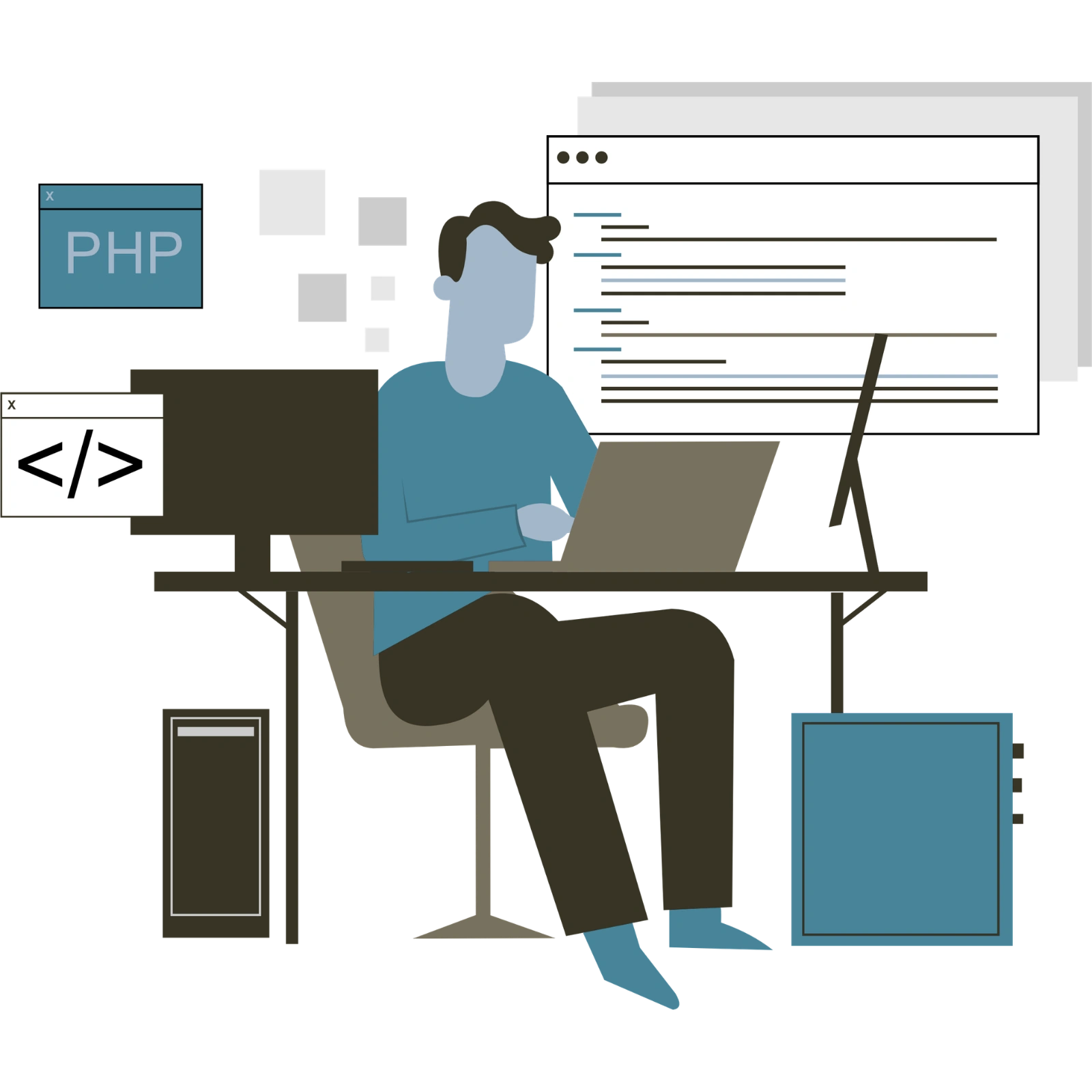 Custom Website Design & Development Services Illustration by Infisetu Technologies