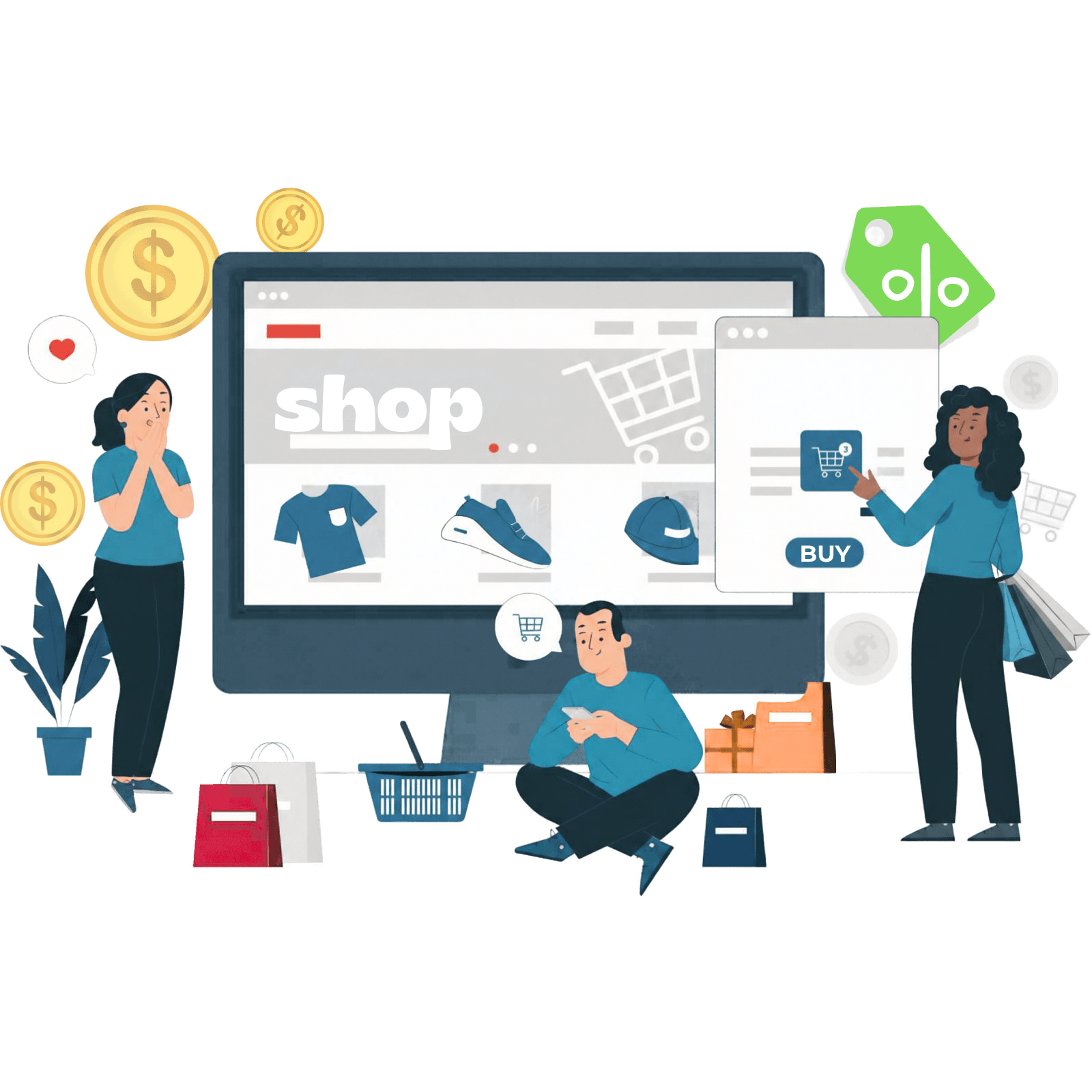 Shopify eCommerce Development Services Illustration by Infisetu Technologies